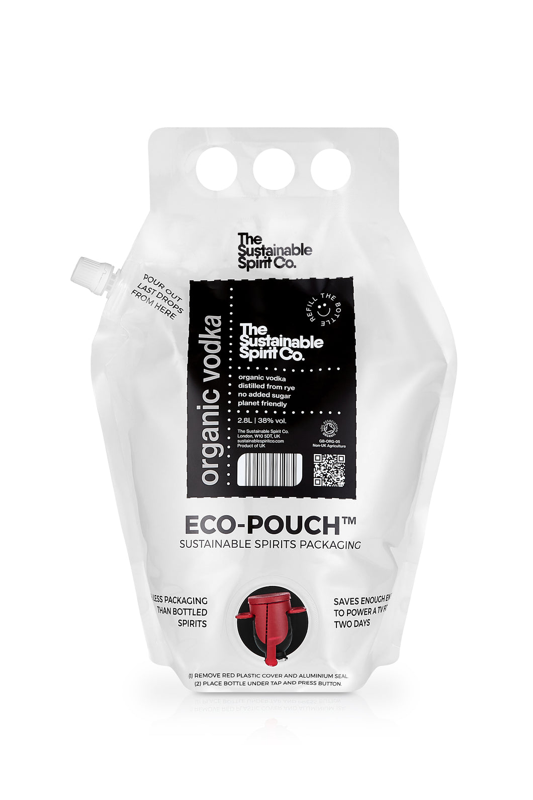 Sustainable Organic Vodka - 2.8L Eco-Pouch - Zero Waste Refill & Re-use System